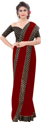 Georgette Saree Self Design, Dyed, Solid/Plain Bollywood Georgette, Chiffon Saree(Maroon)