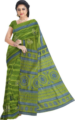 DORI DHAGA Printed Daily Wear Pure Cotton Saree(Green)