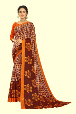 Vimalnath Synthetics Printed Daily Wear Art Silk Saree(Orange)