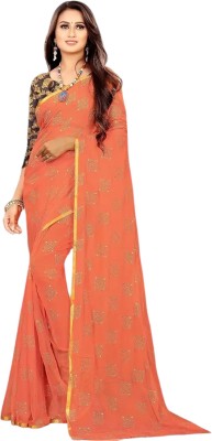 Raquel Embellished Bollywood Georgette Saree(Orange)