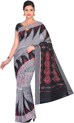 handloom paridhaan Temple Border, Woven Handloom Handloom Pure Cotton Saree(Grey)