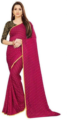 HouseOfCommon Self Design Bollywood Net, Chiffon Saree(Maroon)