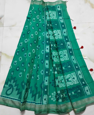 Tarun majumder Printed Bollywood Polyester Saree(Green)