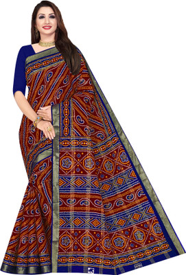 SARITA SAREES Printed Bandhani Pure Cotton Saree(Maroon)