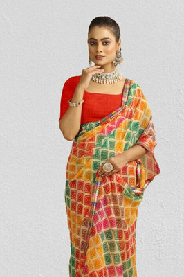 DURGACREATION Printed Bollywood Georgette Saree(Multicolor)