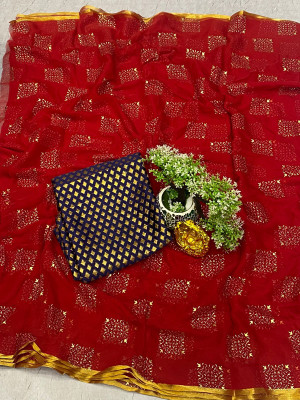 JiproStore Embellished Bollywood Chiffon Saree(Red)