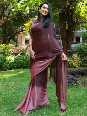 ANOUK Dyed Daily Wear Pure Silk Saree(Purple)