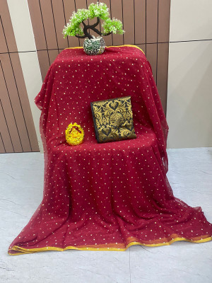 Vrise Life Style Embellished Daily Wear Chiffon Saree(Maroon)