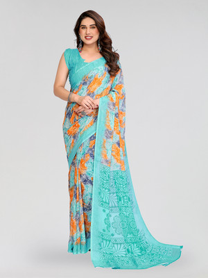 Moda Rapido Floral Print Daily Wear Georgette Saree(Multicolor)