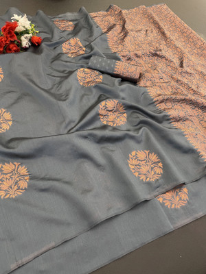 YASHIKA Woven, Printed Banarasi Cotton Silk, Jacquard Saree(Grey)