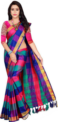 JK ETHNIC WEAR Self Design Chanderi Cotton Silk Saree(Multicolor)