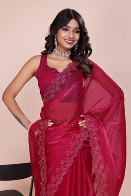 JS Clothing Mart Woven, Embellished, Self Design Kanjivaram Jimmy choo Saree(Red)