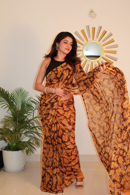 Sitanjali Printed Bollywood Georgette Saree(Yellow)