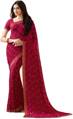 Hinayat Fashion Printed Bollywood Georgette Saree(Red)