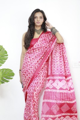 shiv textiles Printed Bollywood Pure Cotton Saree(Pink)