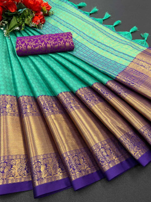 FashDeal Woven Banarasi Art Silk, Cotton Silk Saree(Beige)
