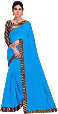 stylescope Polka Print Chanderi Cotton Blend Saree(Blue)