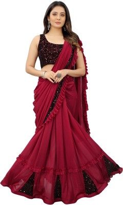 Julee Embroidered Bollywood Lycra Blend Saree(Maroon)