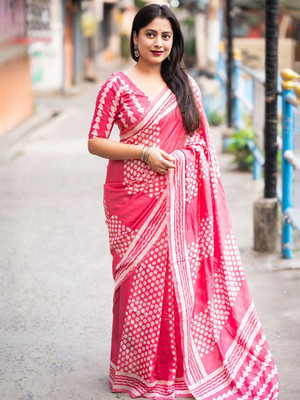 SJY Printed Bollywood Linen Saree(Multicolor)
