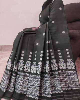 Cashing Fashion Woven Mekhela Chador Cotton Blend Saree(Black)