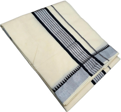 sri amman sarees Self Design Gadwal Cotton Blend Saree(White)