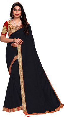 KEYU FASHION Solid/Plain Bollywood Chiffon Saree(Yellow)
