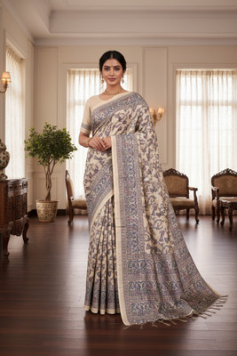 K 5 FASHION Digital Print Bollywood Cotton Silk Saree(Yellow)