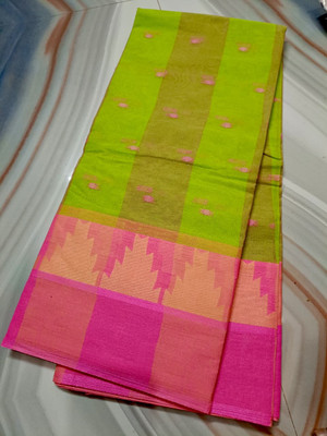 Maasaree Woven, Printed Tant Pure Cotton Saree(Light Green)