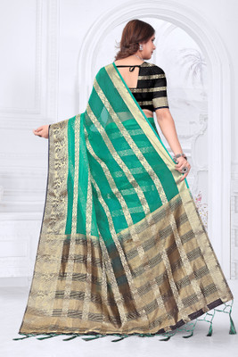 Aarunika BS Solid/Plain Bollywood Organza Saree(Light Green)