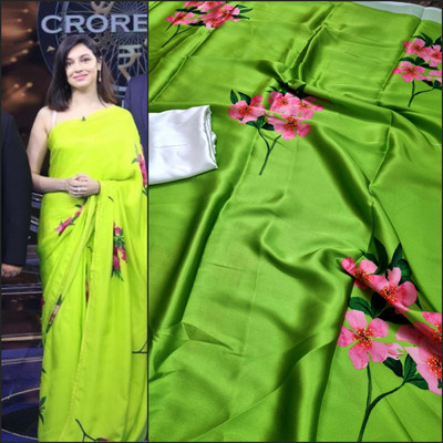 Arpita Fashion Digital Print Bollywood Crepe Saree(Green)