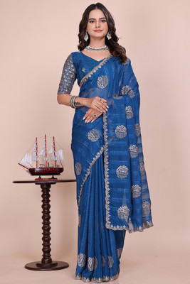 Ttex Embellished Bollywood Georgette Saree(Blue)