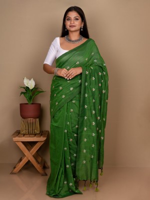 Sarika Woven Handloom Pure Cotton Saree(Green)