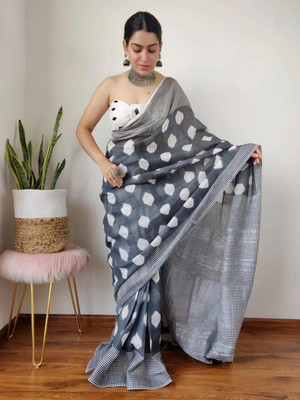 Gajal Self Design Kanjivaram Linen, Cotton Linen Saree(Grey)