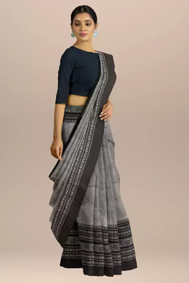 GOLU Self Design Handloom Pure Cotton Saree(Grey)