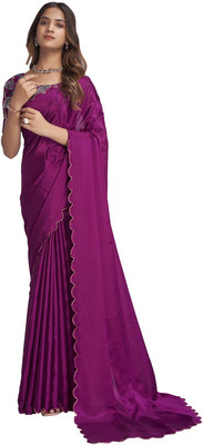 Apnisha Solid/Plain Bollywood Chiffon Saree(Magenta)