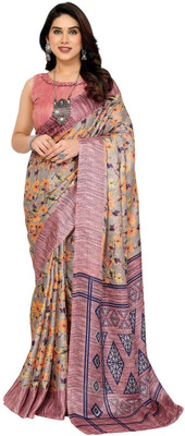 ROOP SUNDARI SAREES Floral Print Daily Wear Silk Blend Saree(Multicolor)