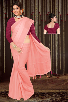 EVERYDAY CREATION Self Design Daily Wear Georgette Saree(Orange)