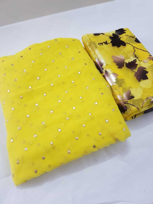 Egretail Floral Print Daily Wear Chiffon Saree(Yellow)