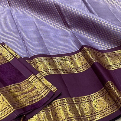 TriveniCreation Woven Banarasi Pure Silk Saree(Purple)