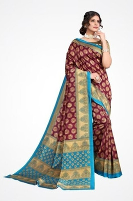 Moda Rapido Digital Print Bandhani Cotton Blend Saree(Purple)