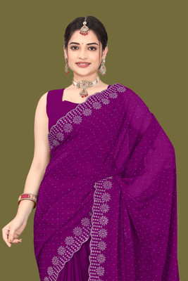 Shiv Febric Embellished Banarasi Art Silk Saree(Purple)