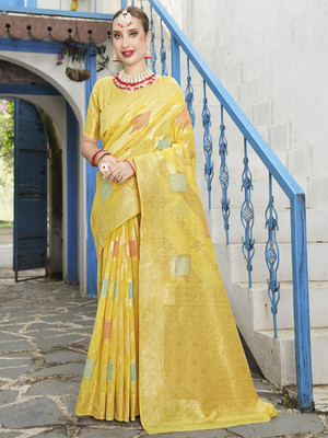 ANOUK Woven Mysore Art Silk Saree(Yellow)