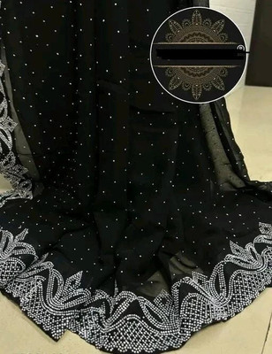 BHIKS RR Embellished Bollywood Chiffon Saree(Black)