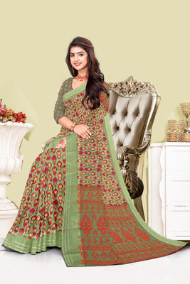 nirmal creation Printed Daily Wear Linen Saree(Multicolor)