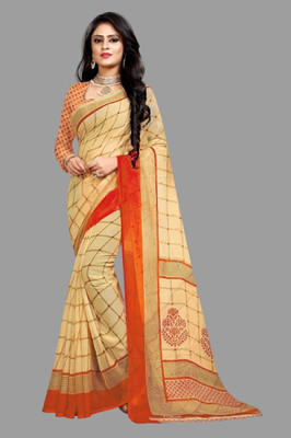 Vimalnath Synthetics Printed Mysore Georgette Saree(Orange)