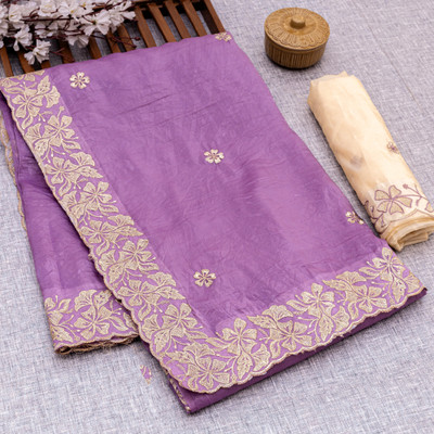 Aarvi Enterprise Embroidered Bollywood Jimmy choo Saree(Purple)