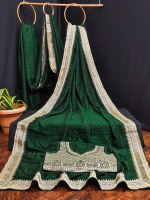 K SALIYA ENTERPRISE Embroidered Bollywood Polyester Saree(Green)