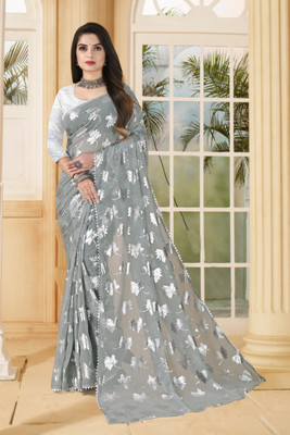 REDFISH Self Design Bollywood Georgette Saree(Grey)