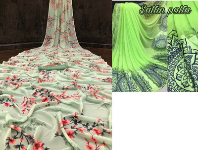 Sita Floral Print Bollywood Georgette Saree(Pack of 2, Green)