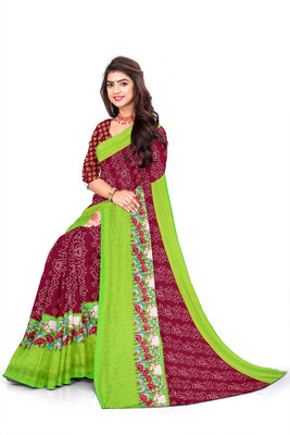 A V M Print Floral Print Bollywood Chiffon Saree(Multicolor)